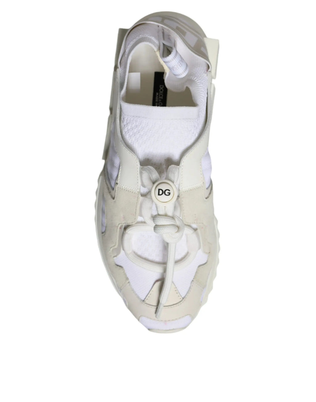 Baskets blanc dolce gabbana en mesh avec semelle épaisse lacées et logo dg à lavant modèle sorrento trekking