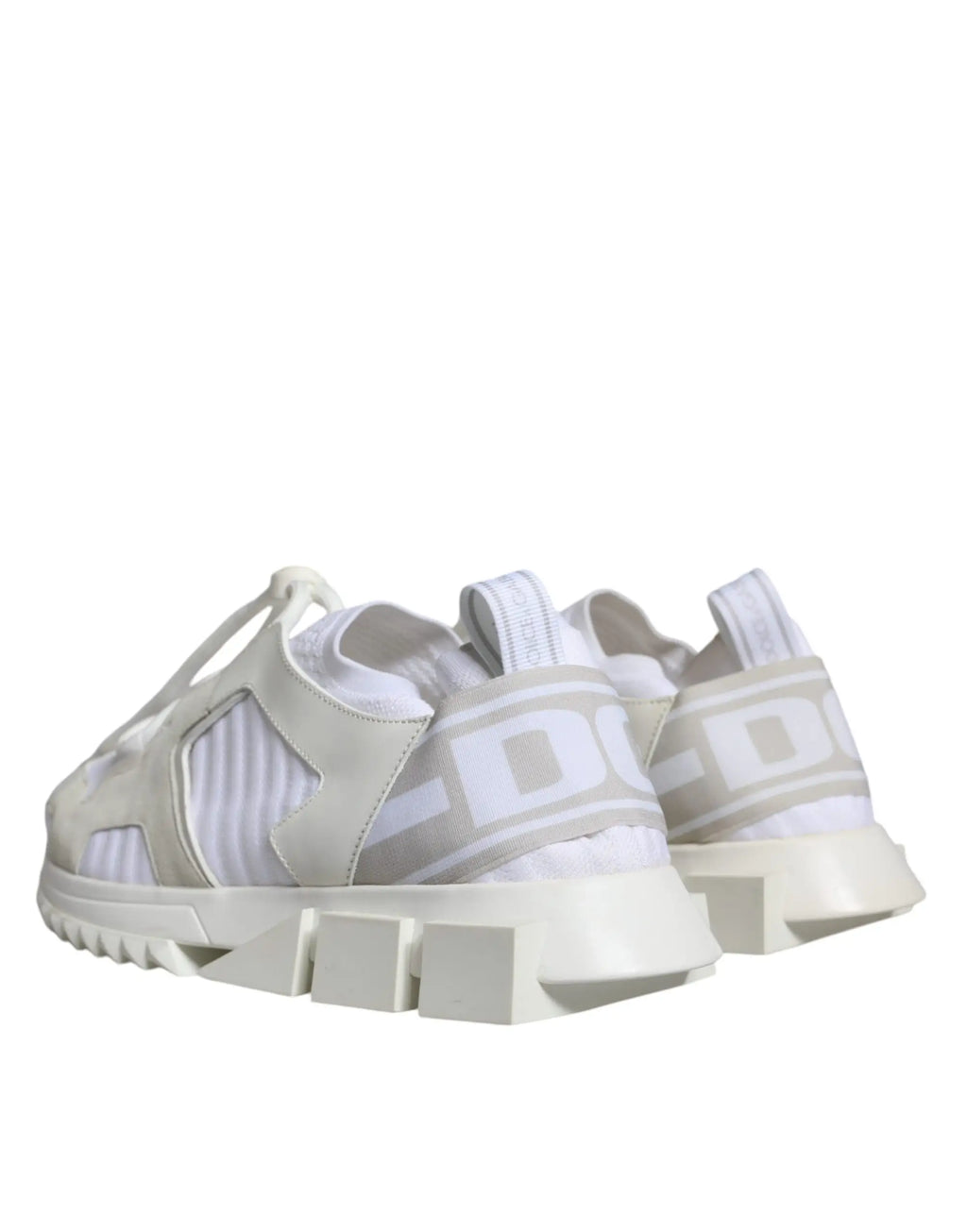 Dolce & gabbana white mesh sorrento trekking sneakers with chunky sole and bold gray adidas branding