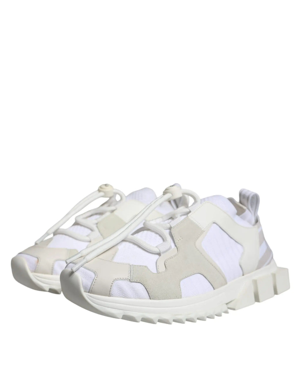 Dolce & Gabbana sneakers en mesh blanc et beige avec cuir et semelle épaisse texturée pour trekking