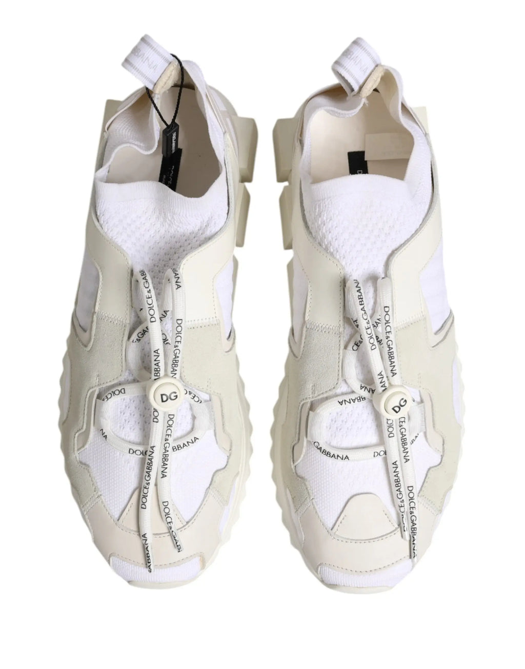 Baskets dolce & gabbana sorrento trekking blanc crème en mesh avec semelles en caoutchouc et lacets brandés