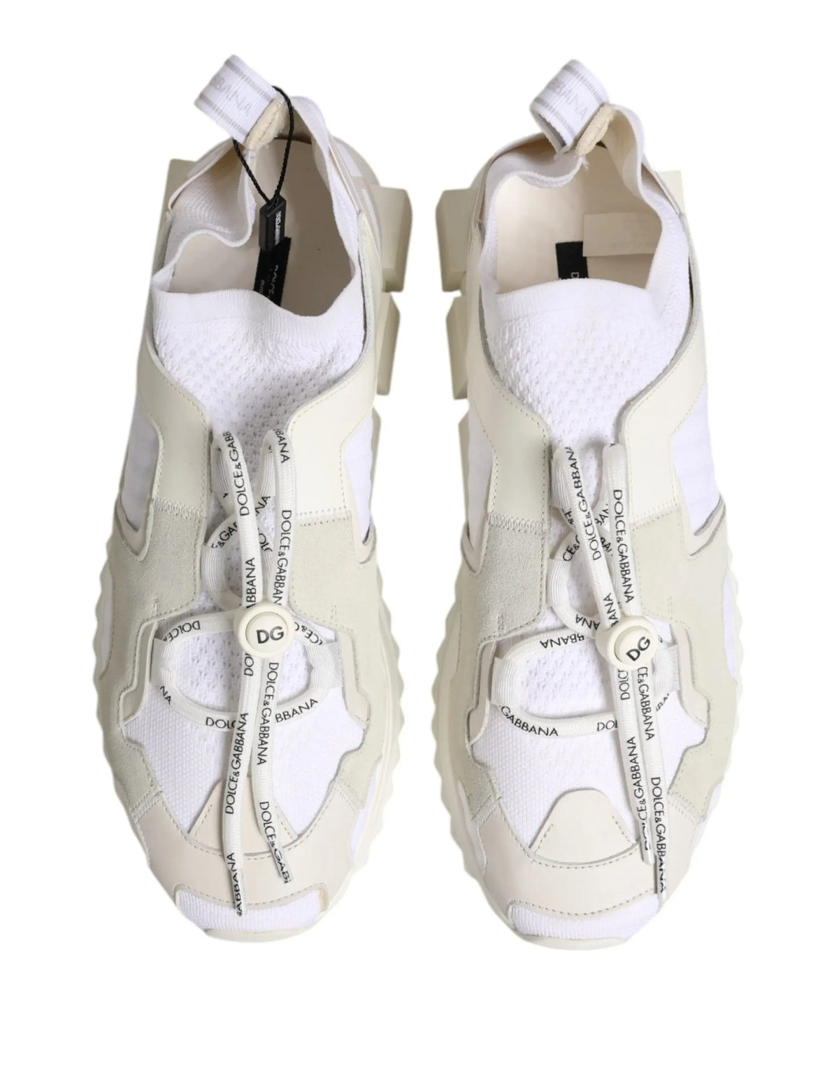 Baskets dolce & gabbana sorrento trekking blanc crème en mesh avec semelles en caoutchouc et lacets brandés