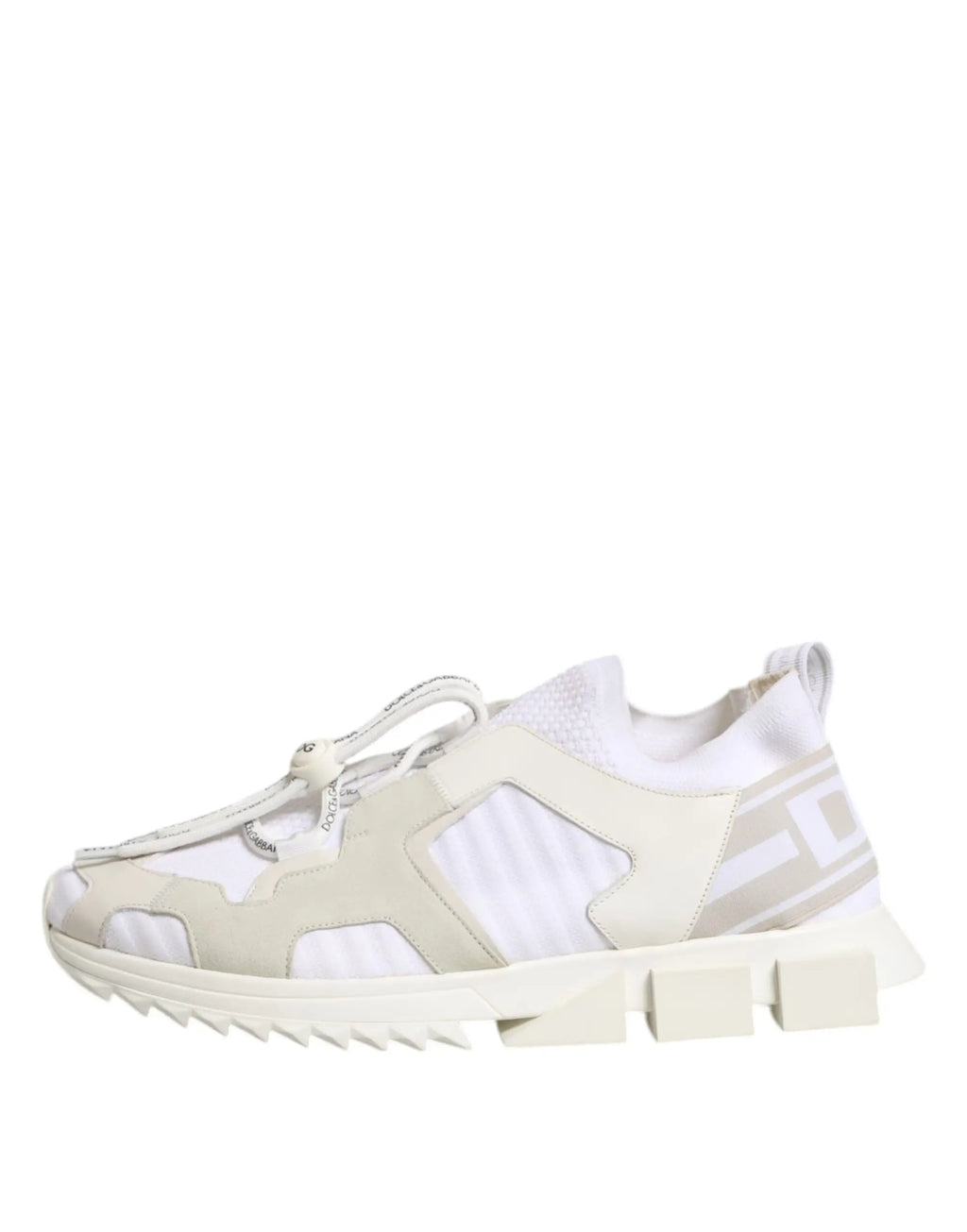 Baskets dolce gabbana sorrento en mesh blanc et beige avec détails en cuir et semelle segmentée épaisse