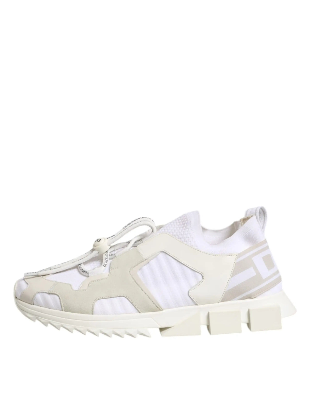 Baskets dolce gabbana sorrento en mesh blanc et beige avec détails en cuir et semelle segmentée épaisse