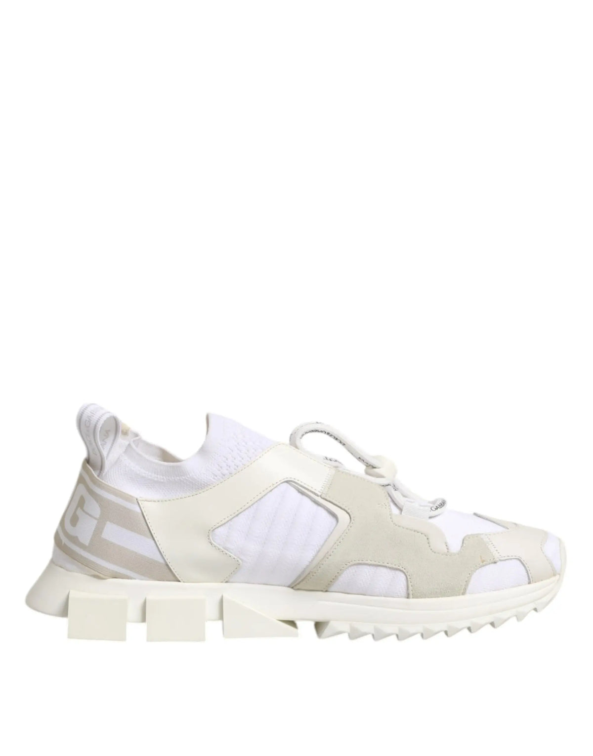 Baskets dolce gabbana sorrento en mesh blanc avec semelle épaisse et blocquée coloris blanc et écru