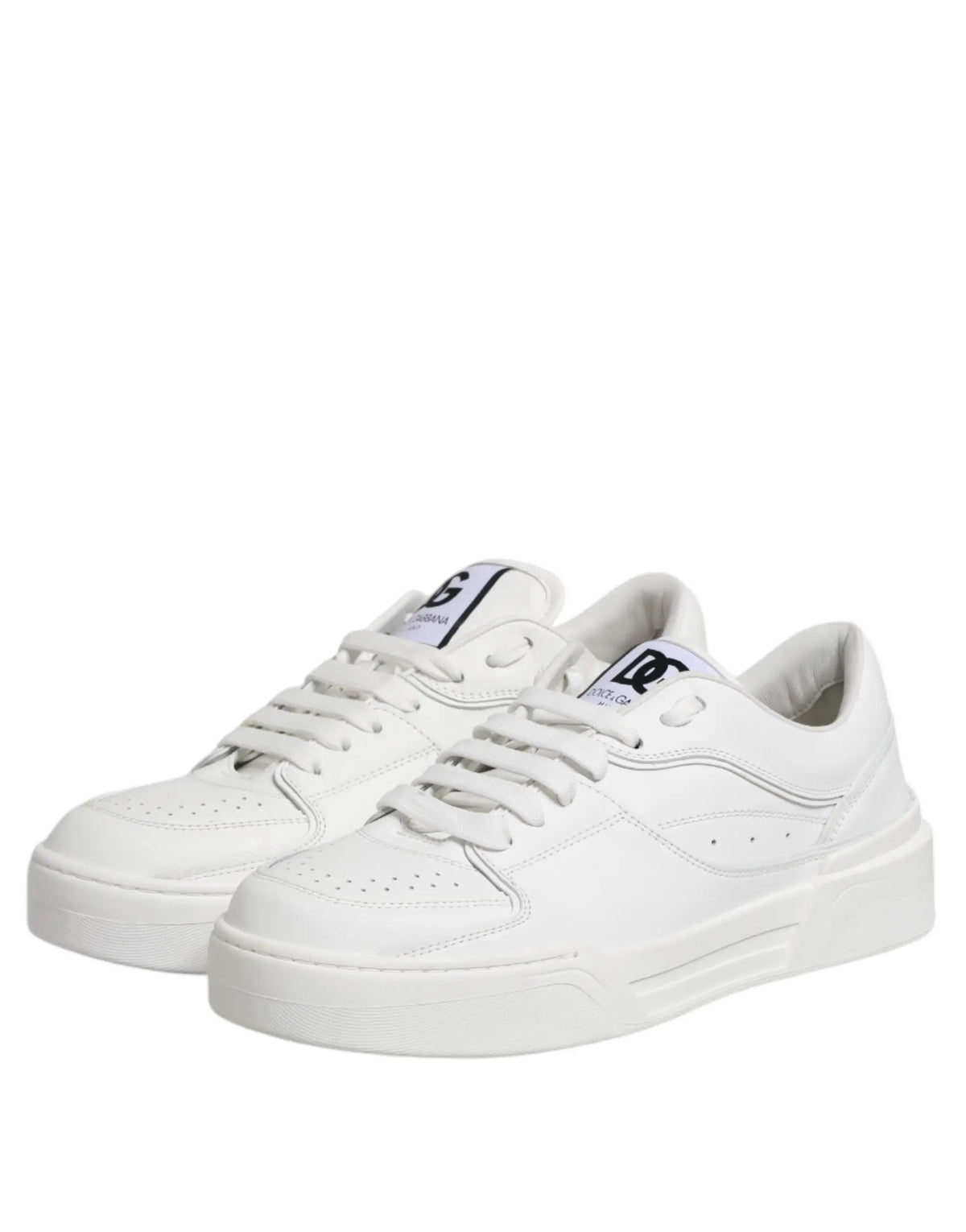 Baskets basses dolce et gabbana miami en cuir blanc avec design minimaliste et logo discret sur la languette