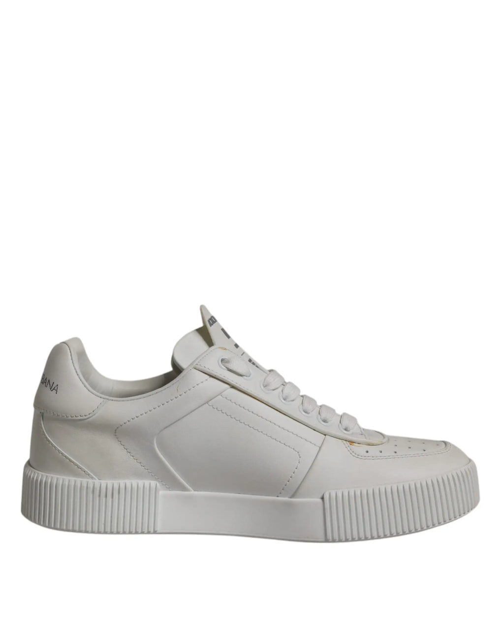 Baskets basses dolce gabana miami en cuir blanc avec semelle en caoutchouc côtelée design minimaliste