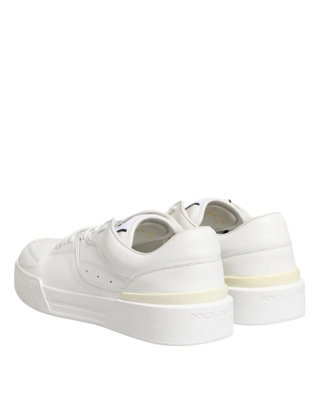 Baskets dolce & gabbana miami blanches en cuir avec semelle épaisse et bande jaune discrète