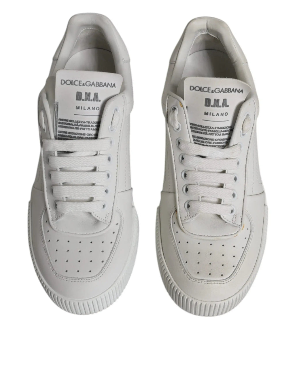Dolce & gabbana white miami leather low top sneakers featuring white leather dolce & gabbana d.n.a. branding