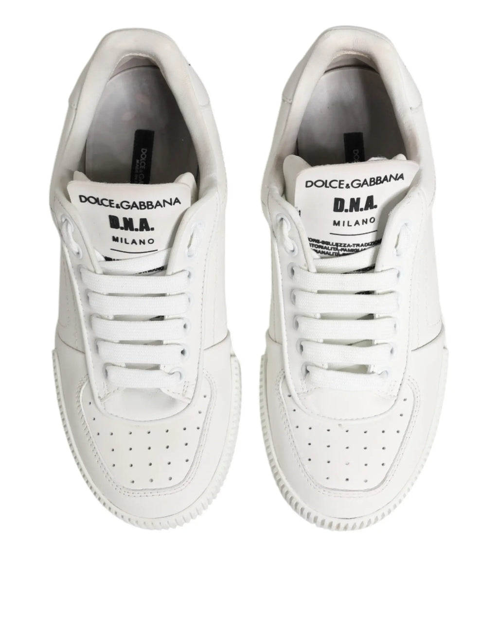 Baskets basses miami blanches en cuir dolce gabbana avec logo d n a au dos