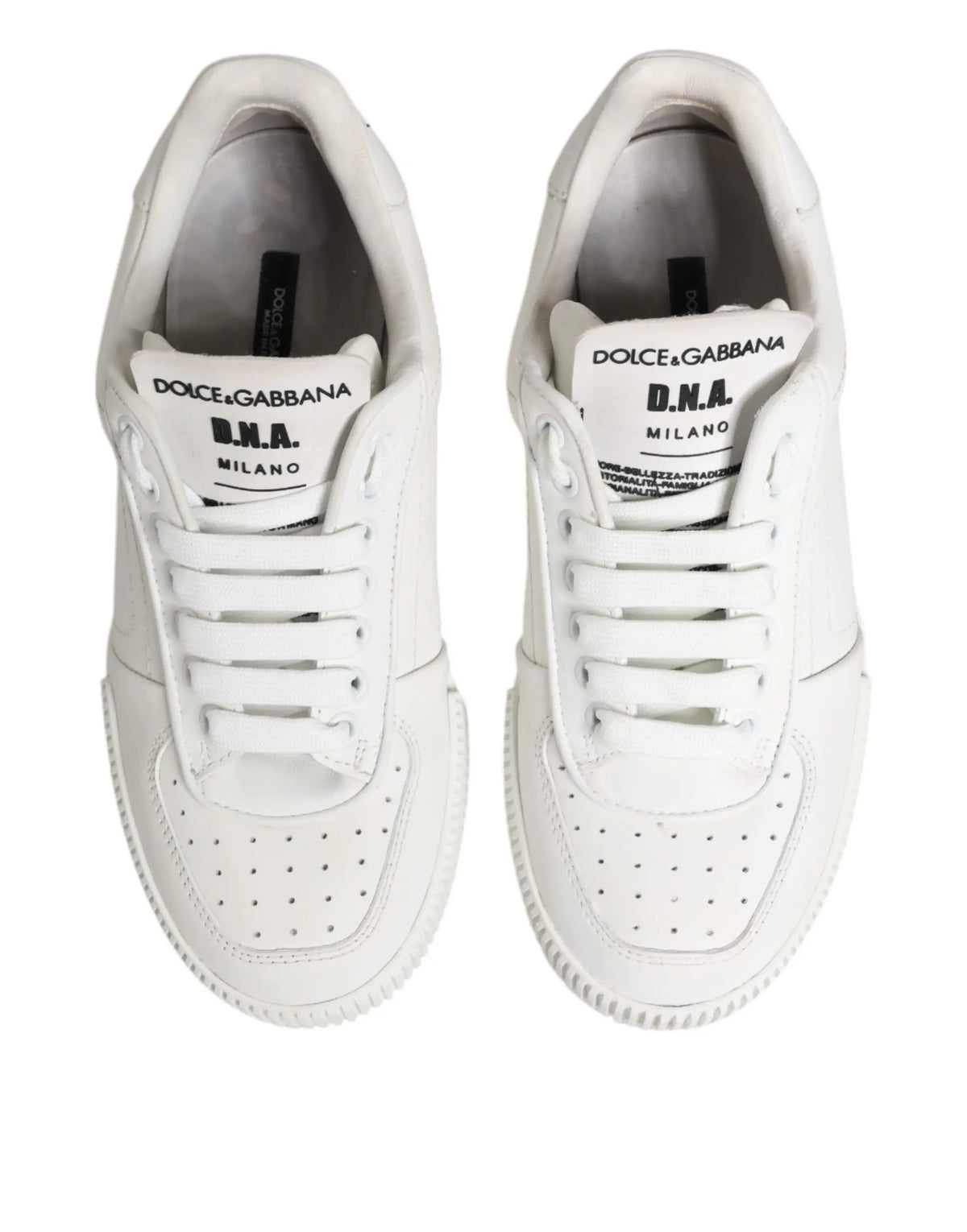 Baskets basses miami blanches en cuir dolce gabbana avec logo d n a au dos