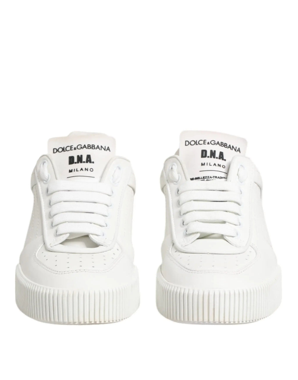 Baskets basses en cuir blanc dolce & gabbana miami avec logo d.n.a. pour homme
