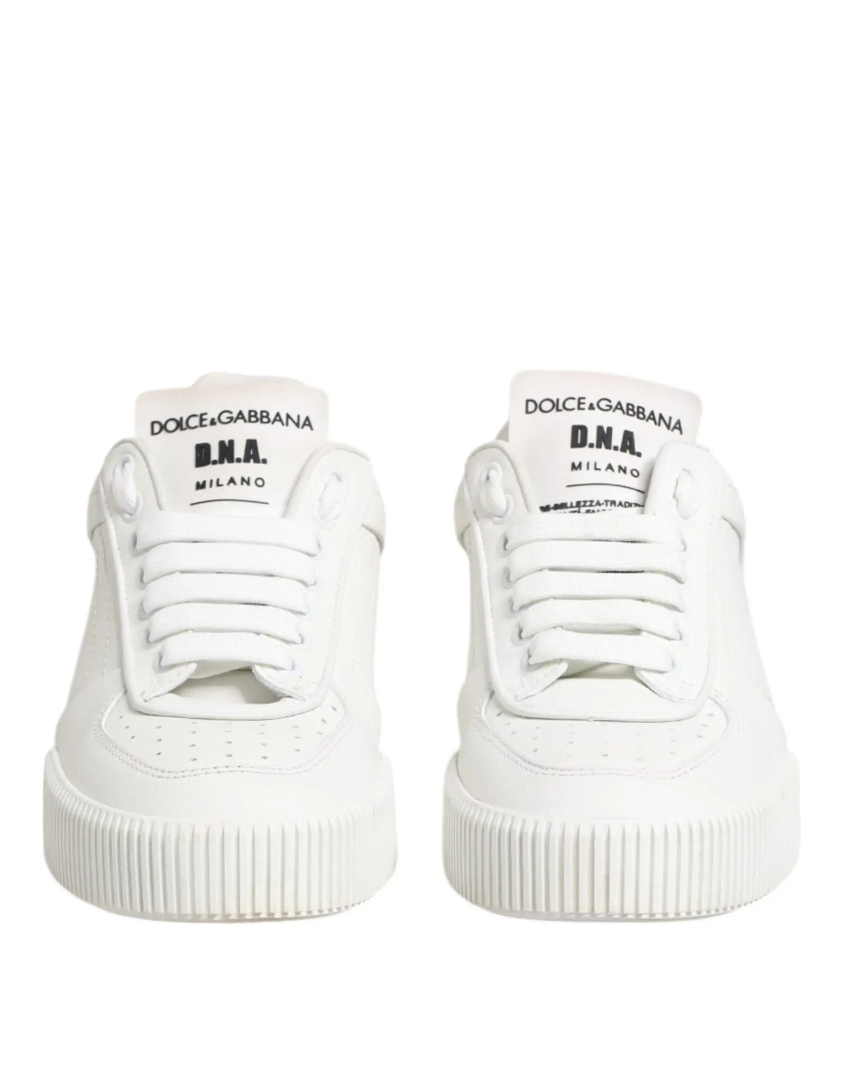 Baskets basses en cuir blanc dolce & gabbana miami avec logo d.n.a. pour homme