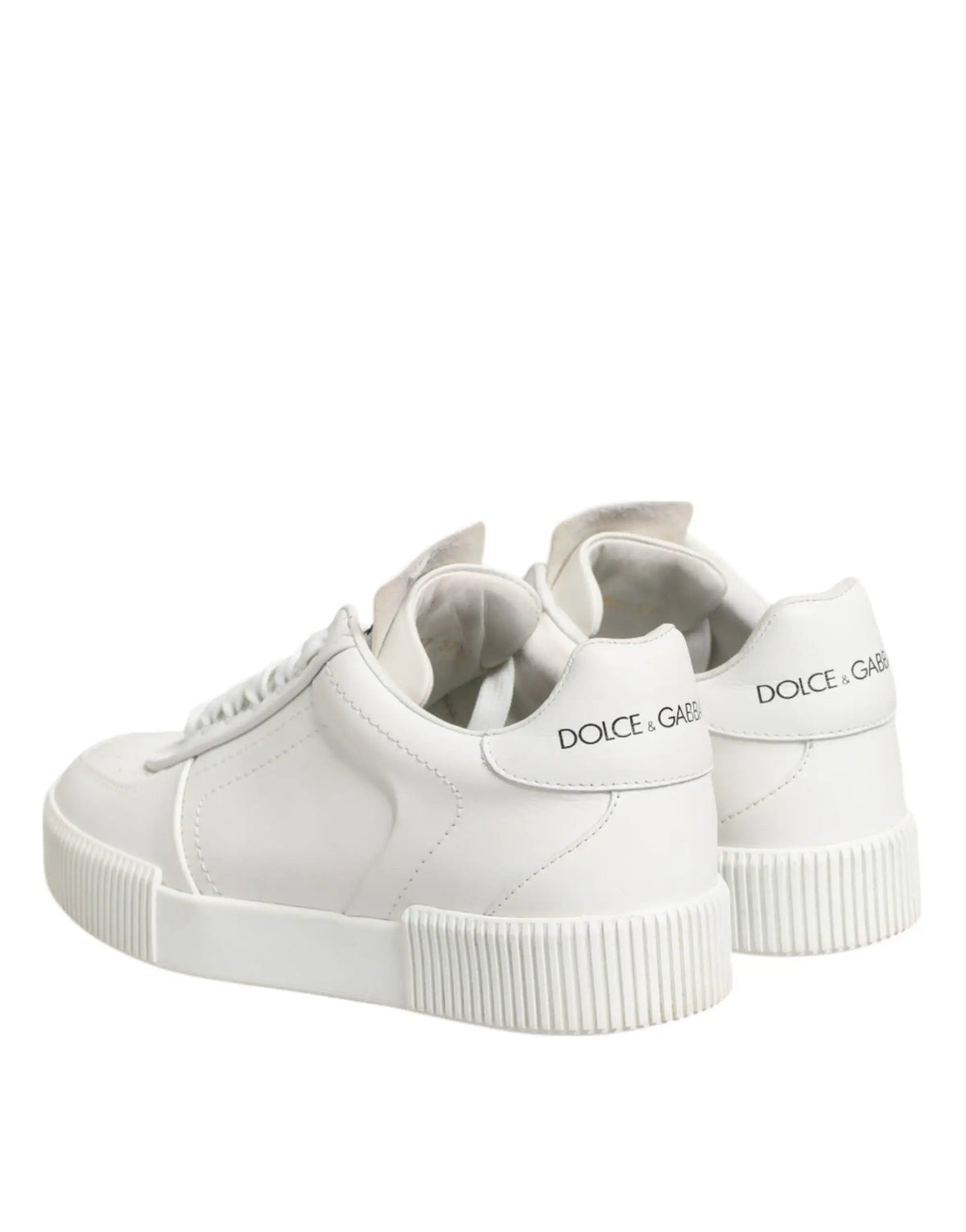 Dolce & gabbana white miami leather low top sneakers with ribbed rubber soles and subtle heel branding vue arrière