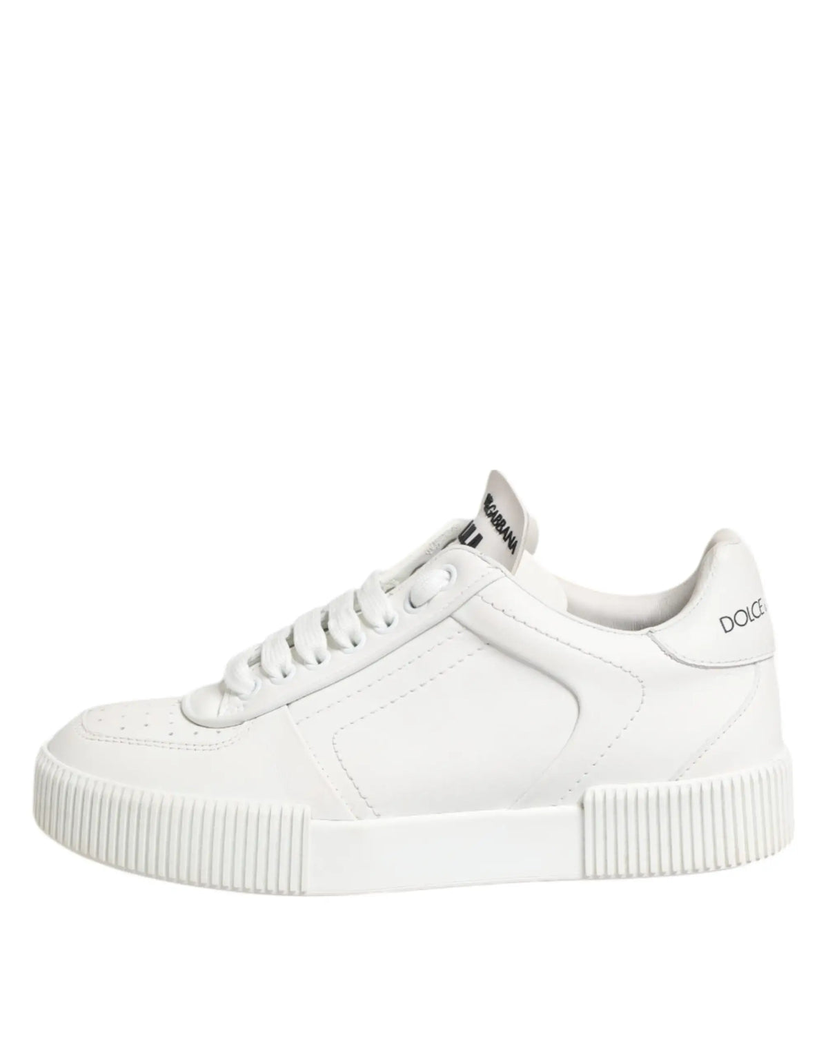 Baskets basses dolce & gabbana miami en cuir blanc avec semelle en caoutchouc nervurée et marquage subtil