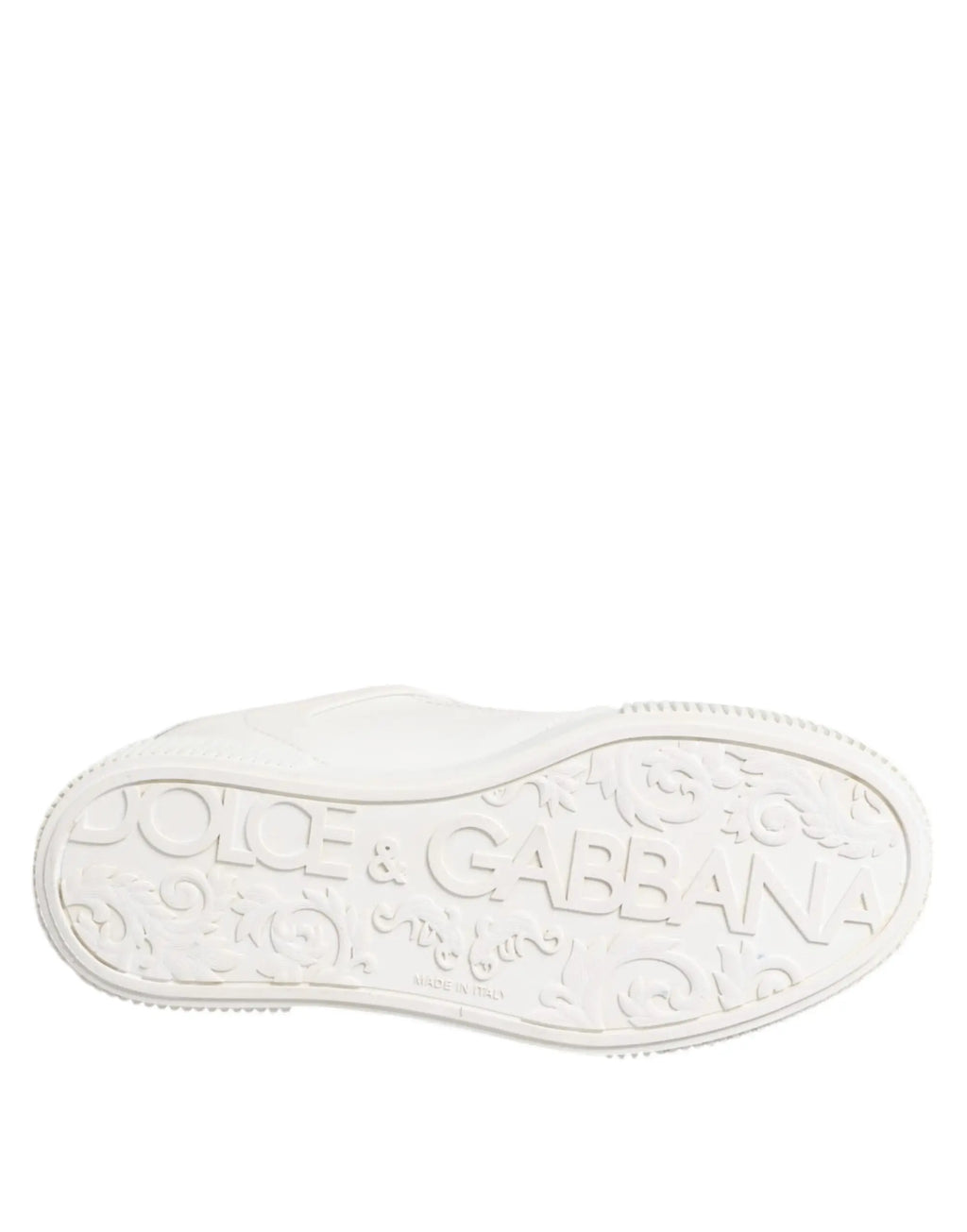 Baskets basses dolce & gabbana white miami en cuir avec logo embossé et motif complexe sur la semelle