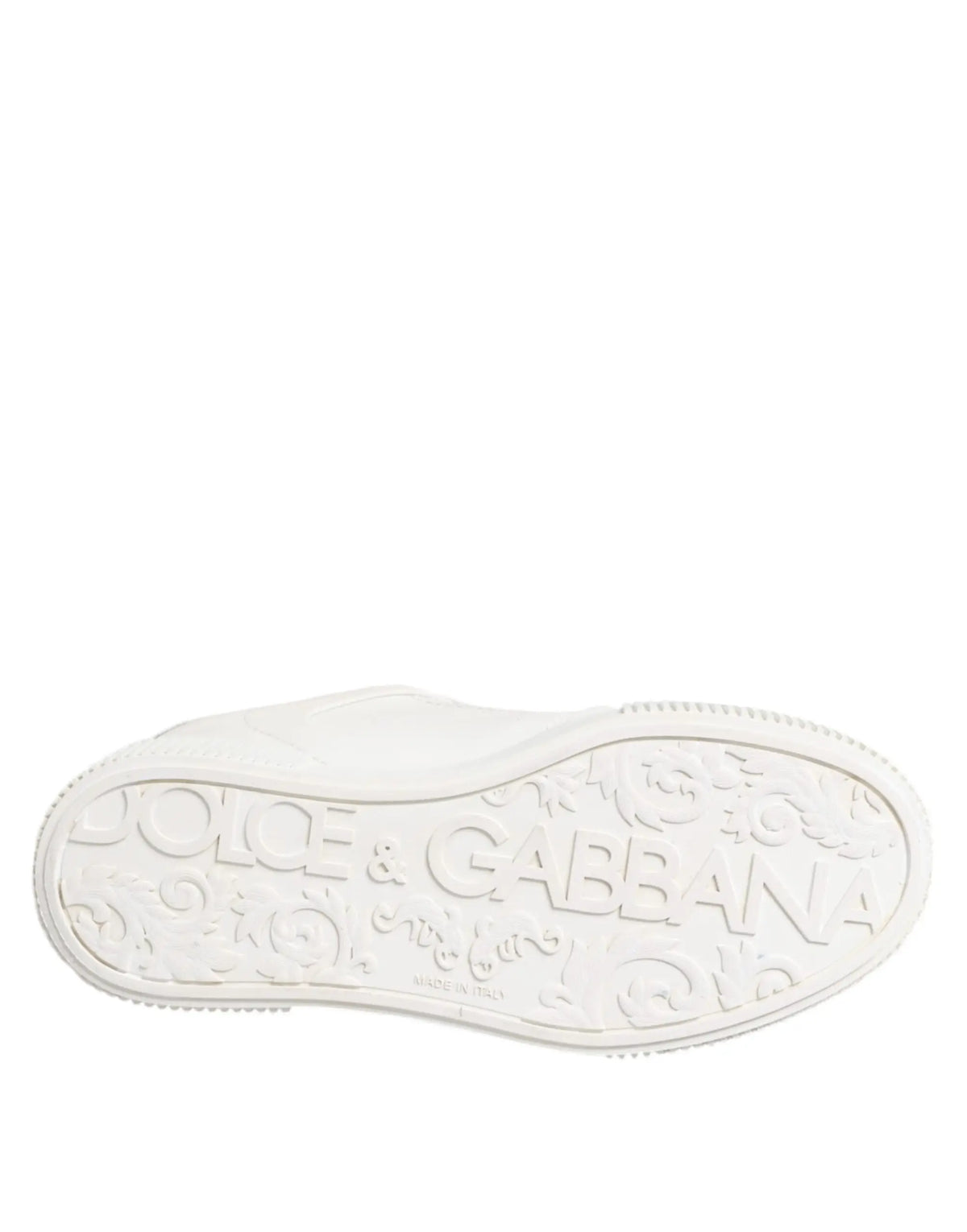 Baskets basses dolce & gabbana white miami en cuir avec logo embossé et motif complexe sur la semelle