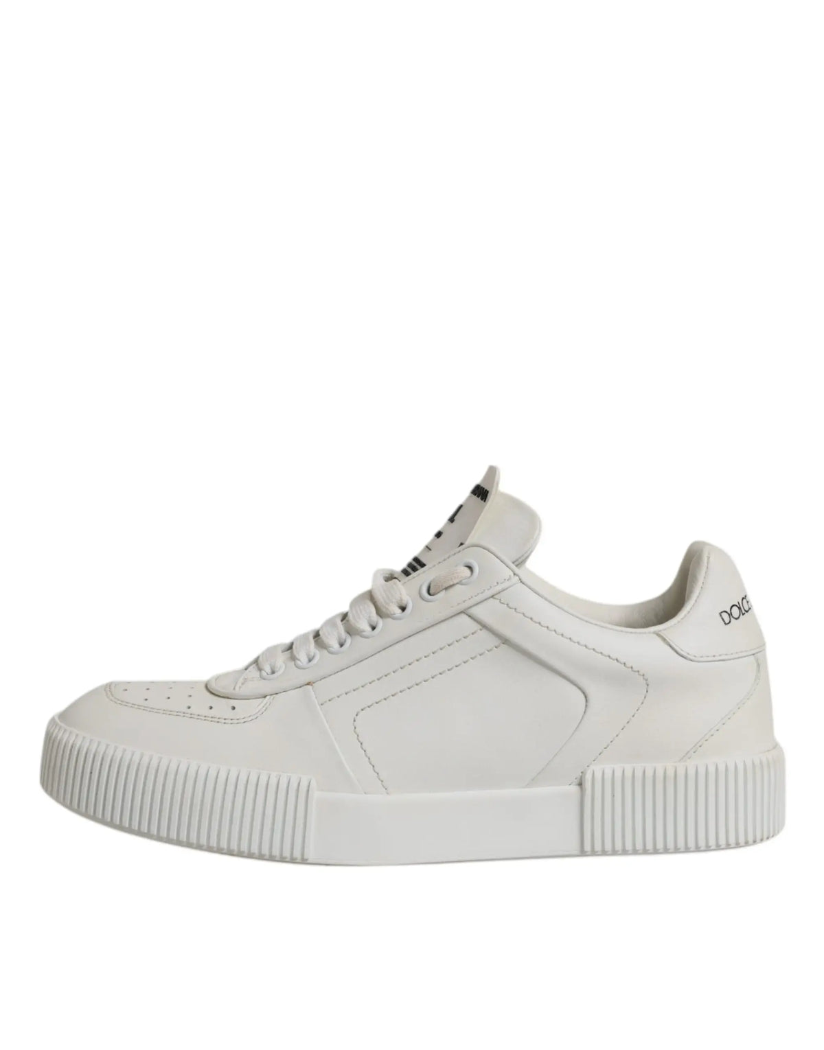 Baskets basses dolce & gabbana miami blanches en cuir avec semelle en caoutchouc côtelée au design minimaliste