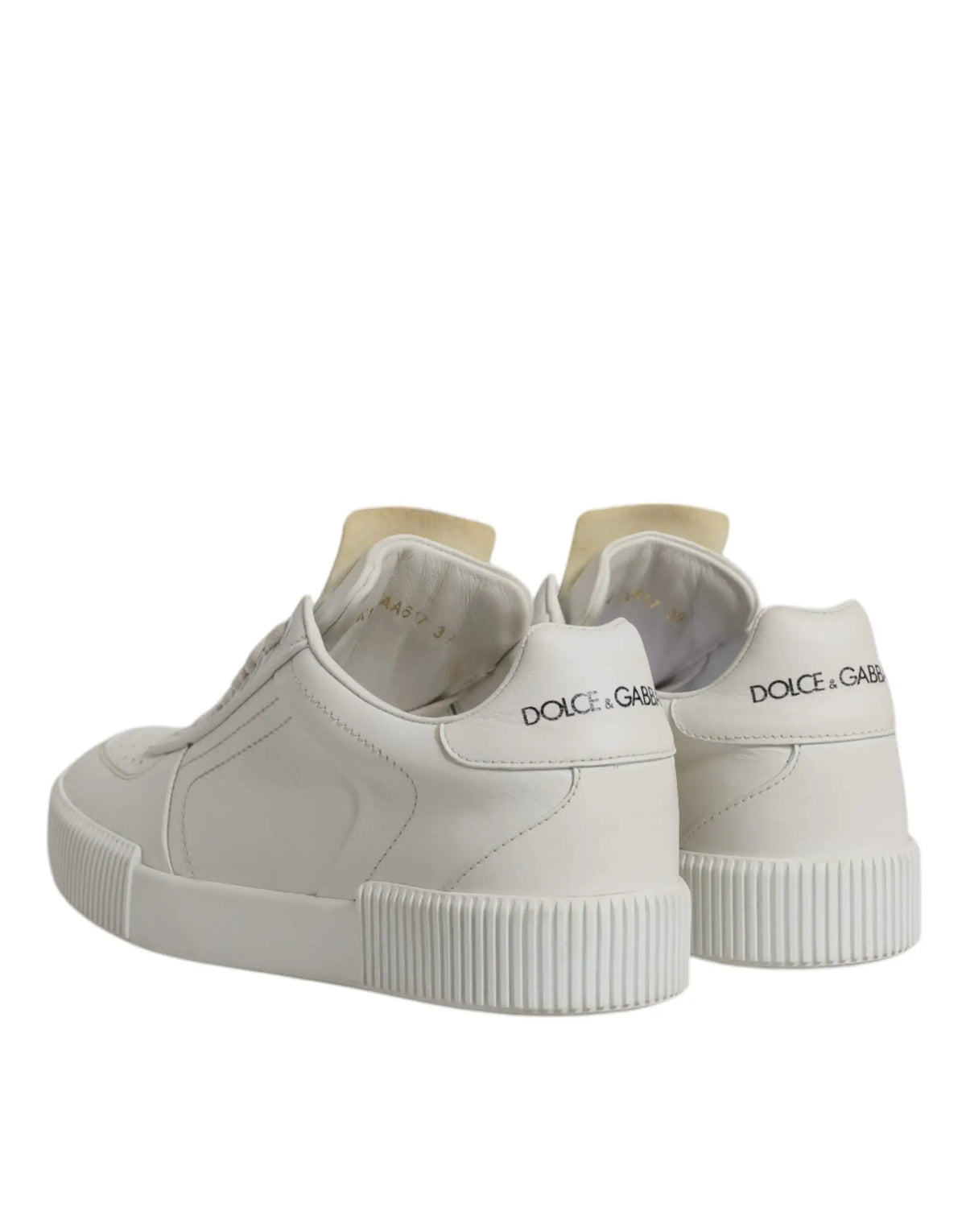 Baskets basses dolce gabana miami en cuir blanc avec semelles en caoutchouc nervuré et design minimaliste
