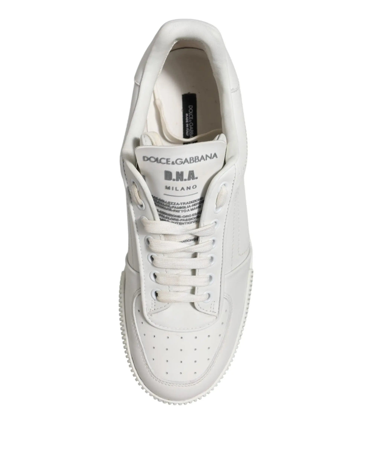 Baskets basses en cuir blanc dolce gabbana miami avec logo d.n.a. pour un style décontracté