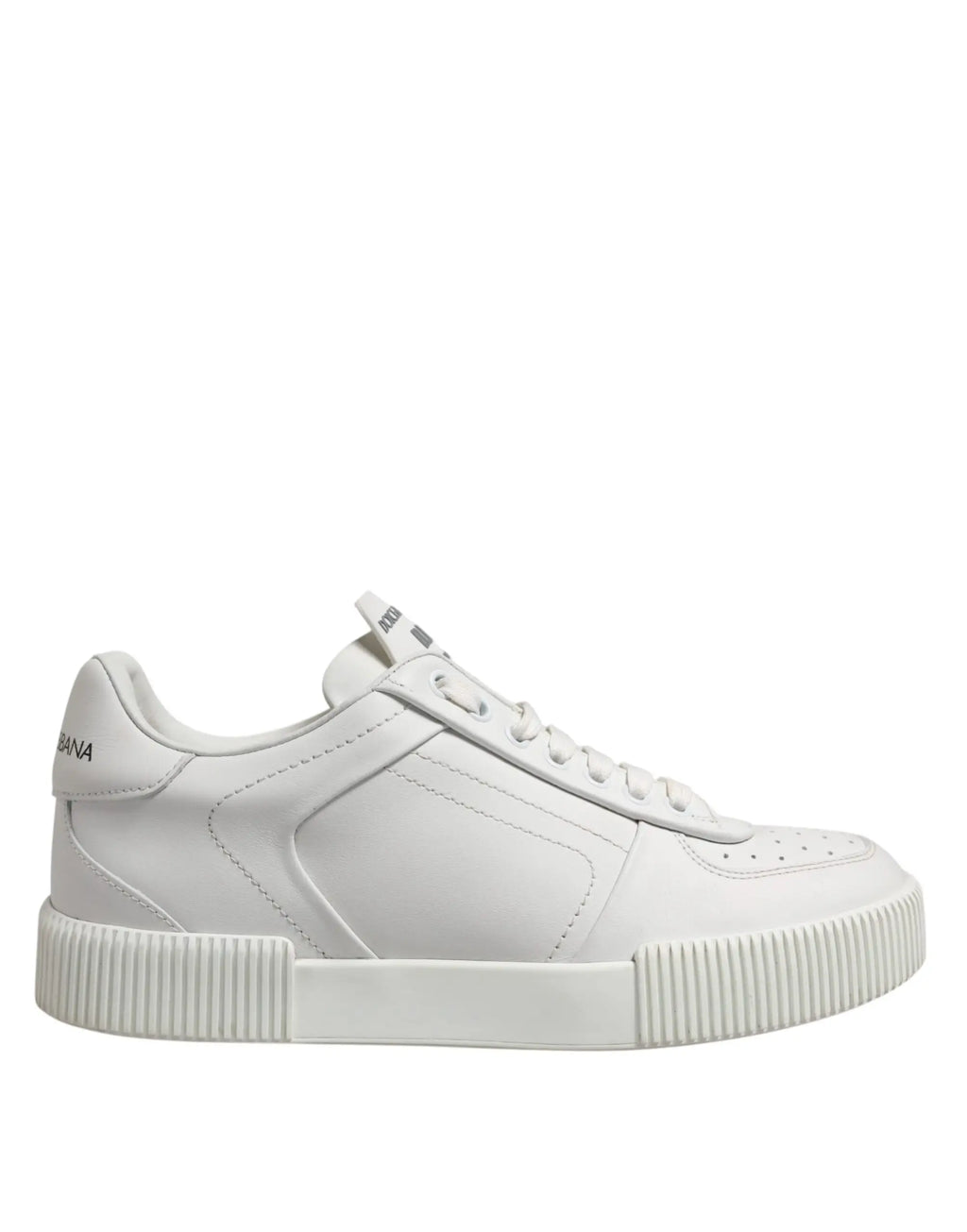 Dolce & Gabbana white leather Miami low top sneakers with ribbed rubber sole and minimalist design
