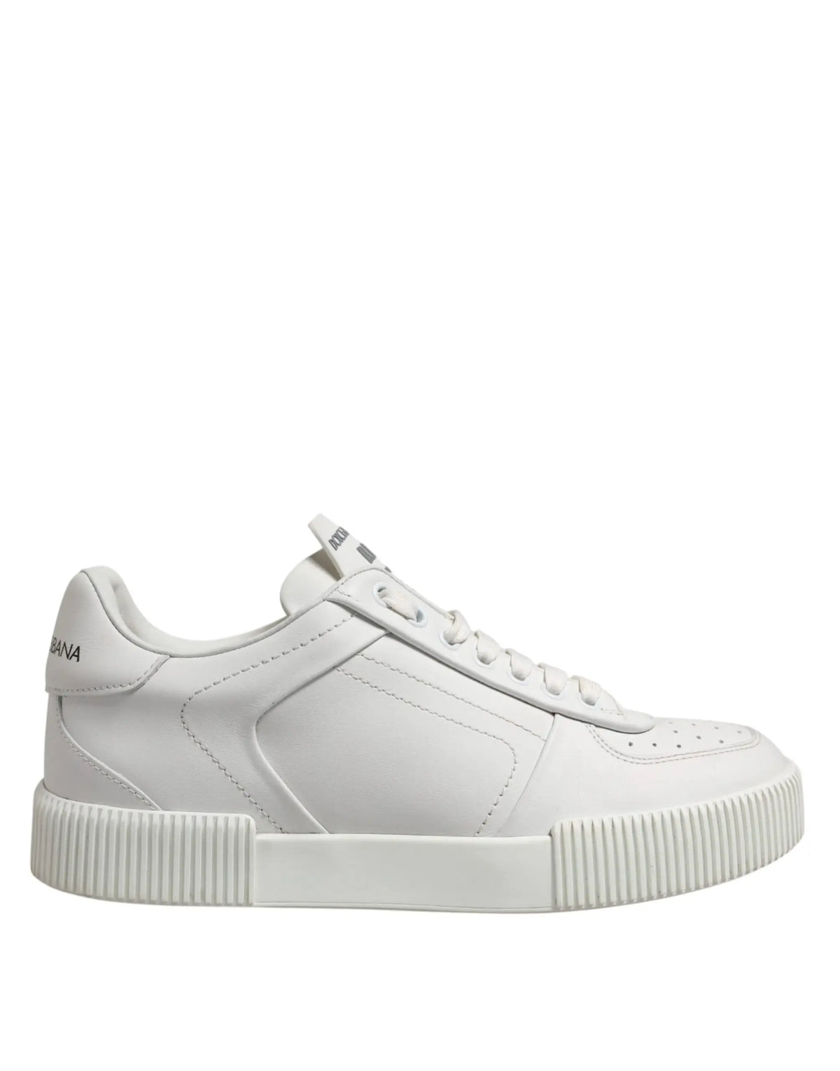 Baskets basses dolce & gabbana miami en cuir blanc avec semelle en caoutchouc côtelée et design minimaliste