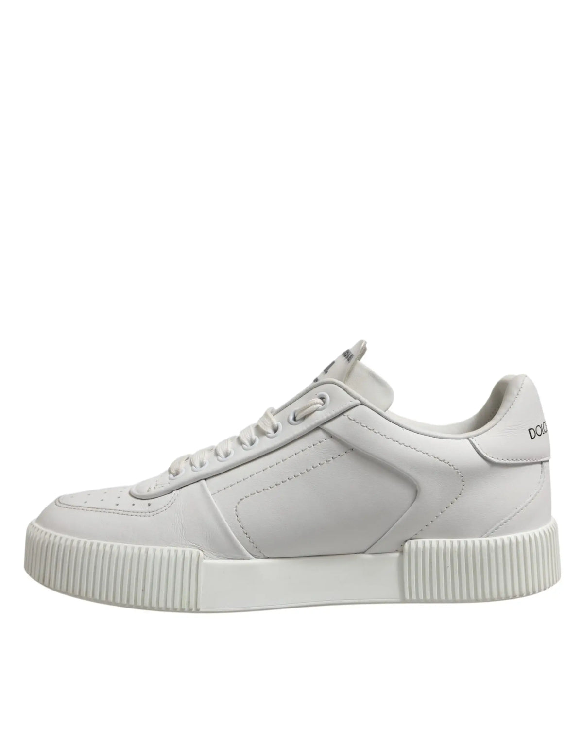 Sneakers dolce & gabbana en cuir blanc avec semelle en caoutchouc nervurée design minimaliste basse miami