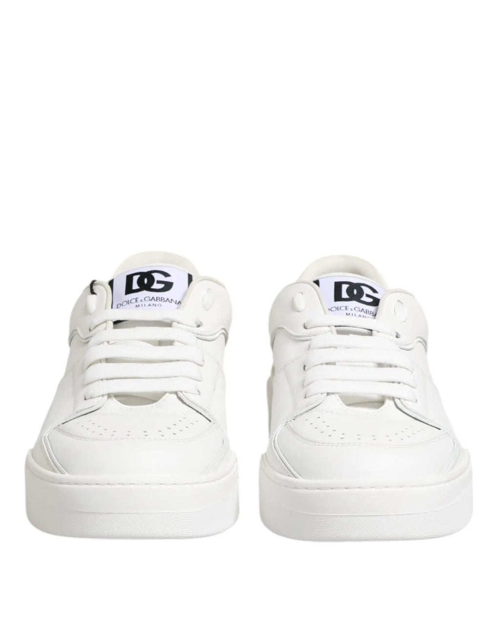 Baskets dolce & gabbana miami blanches en cuir avec design minimaliste et logo audacieux sur la languette