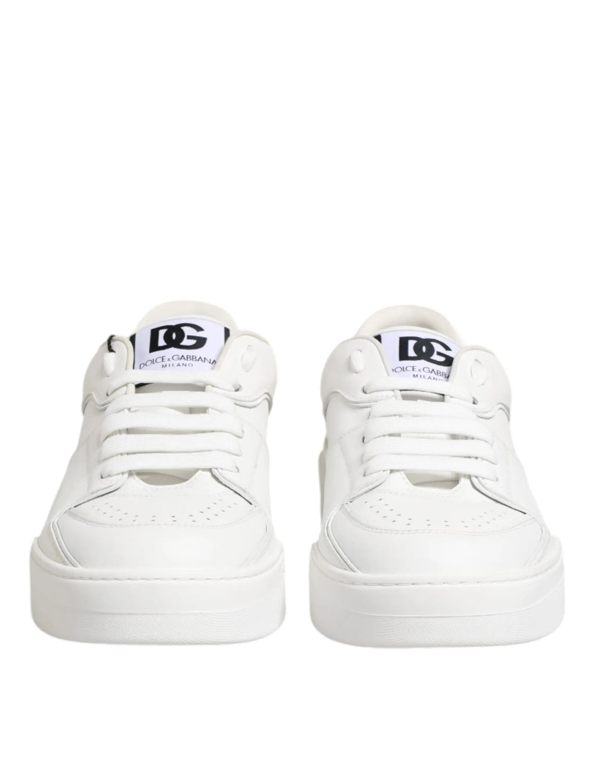 Baskets dolce & gabbana miami blanches en cuir avec design minimaliste et logo audacieux sur la languette