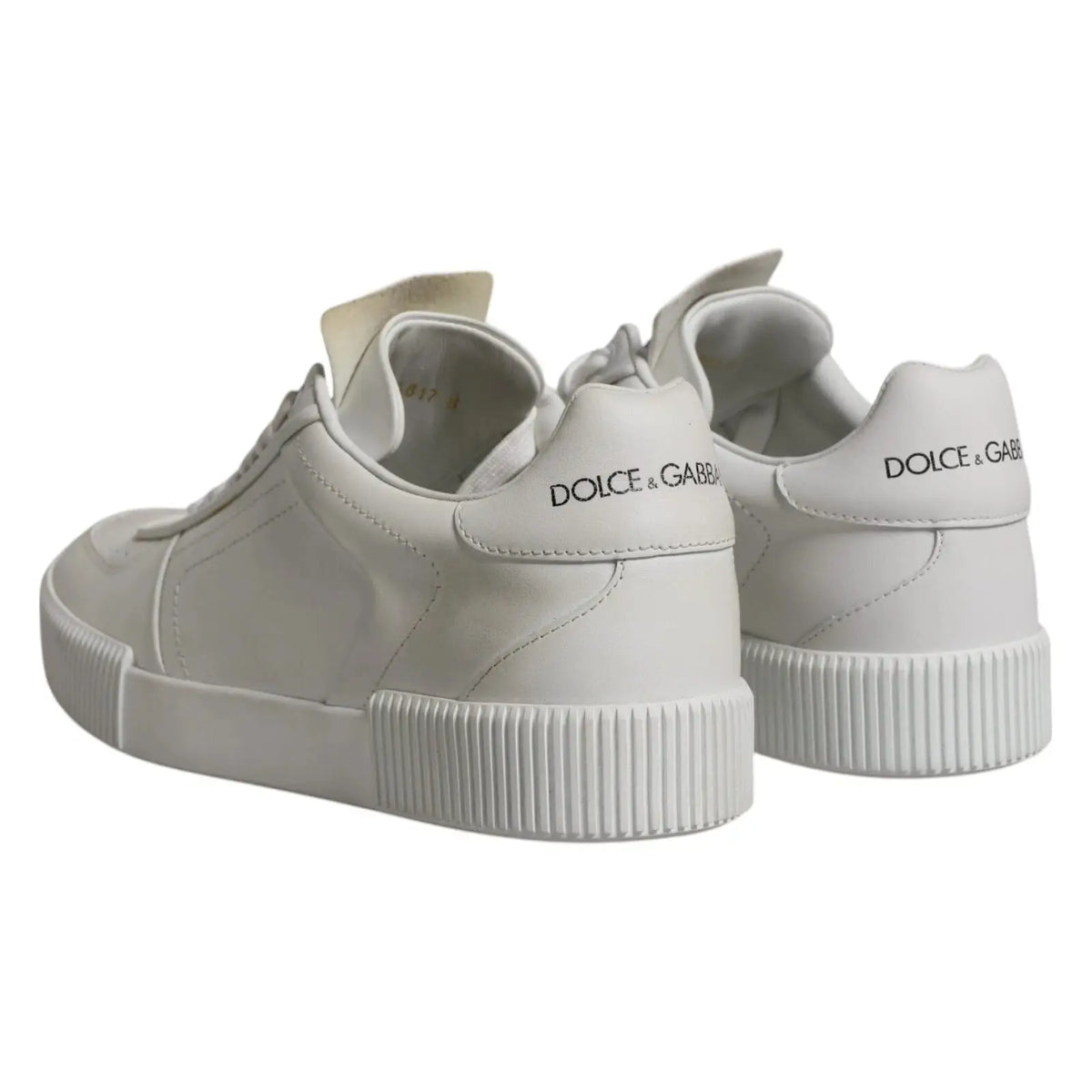 Dolce gabbana white miami leather low top sneakers with minimalist design and ribbed rubber soles
