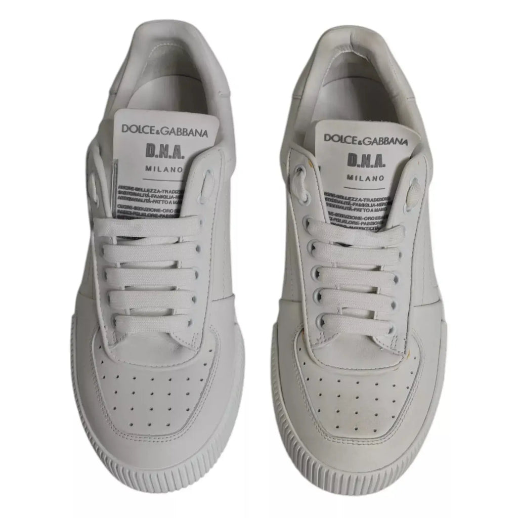Baskets basses miami en cuir blanc dolce & gabbana avec logo d.n.a. pour un style décontracté et élégant