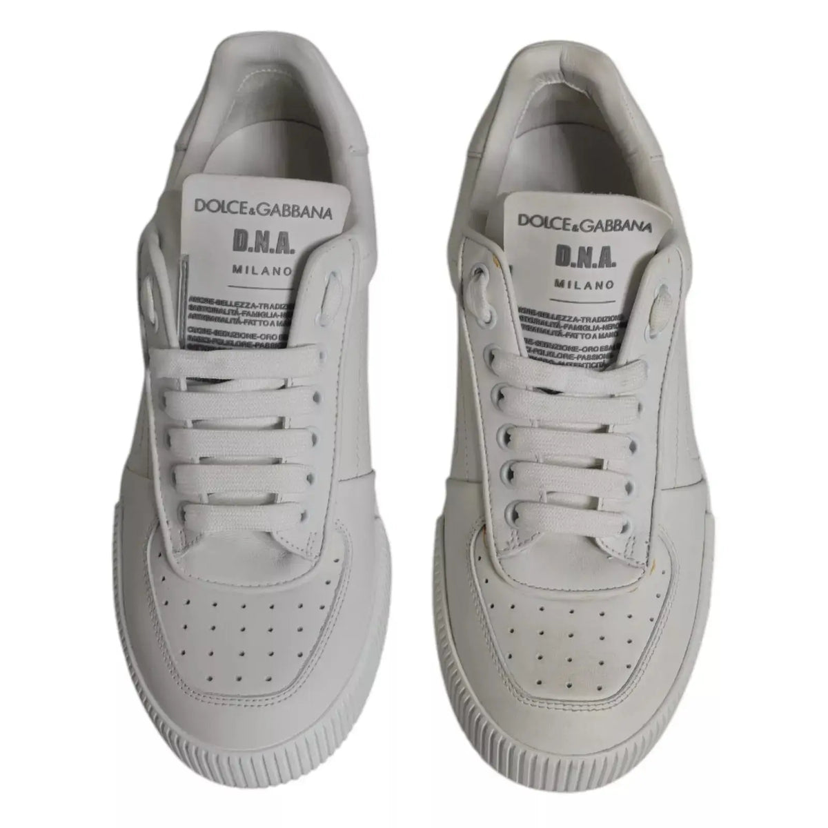 Baskets basses miami en cuir blanc dolce & gabbana avec logo d.n.a. pour un style décontracté et élégant