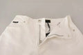 Jean en denim blanc dolce & gabbana modèle monica boot cut en coton avec fermeture éclair et fermetures argentées