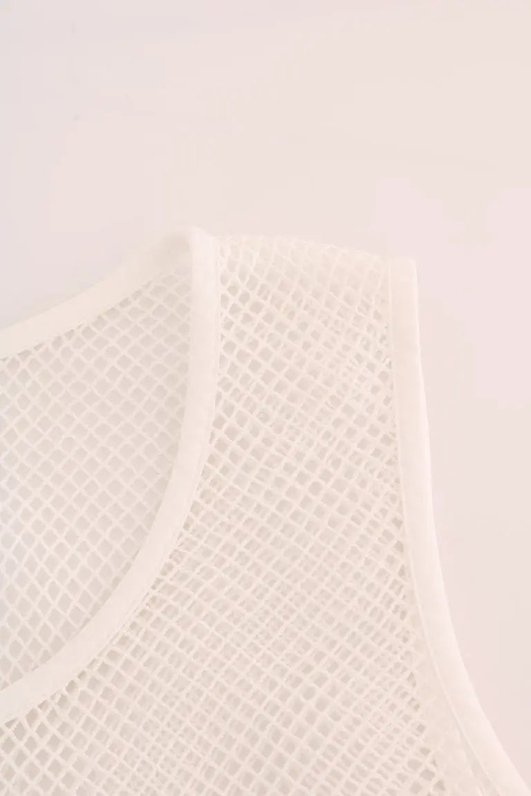 Débardeur blanc en mesh dolce & gabbana avec encolure arrondie et bordure renforcée transparente