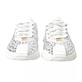 Baskets blanches dolce gabbana ns1 en toile et cuir ornées de strass scintillants et logo doré
