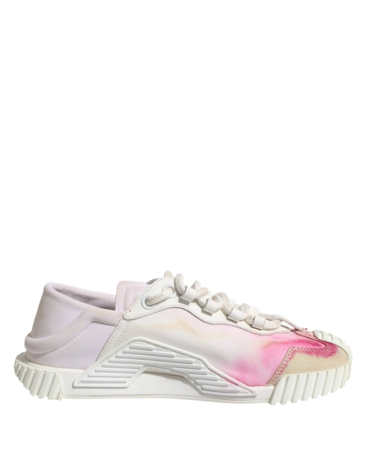 Baskets basses à lacets blanc et rose tie-dye avec semelle épaisse dolce gabbana ns1