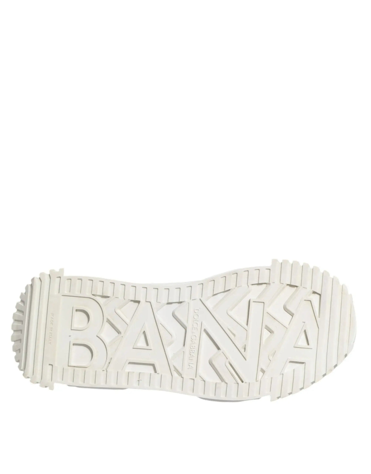 Semelle en caoutchouc blanche avec logo banana embossé sur les baskets basses à lacets ns1 de dolce & gabbana