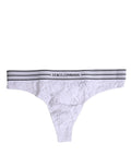 String tanga blanc en nylon dentelle florale avec ceinture elastique rayée logo dolce & gabbana