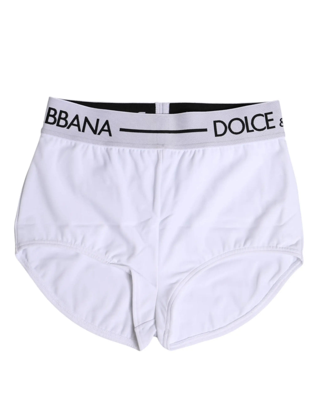Dolce gabbana boxer briefs blancs en nylon avec ceinture élastique noire et blanche à logo visible