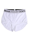 Dolce gabbana boxer briefs blancs en nylon avec ceinture élastique noire et blanche à logo visible