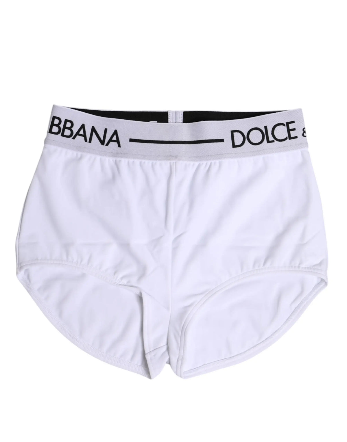 Dolce gabbana boxer briefs blancs en nylon avec ceinture élastique noire et blanche à logo visible