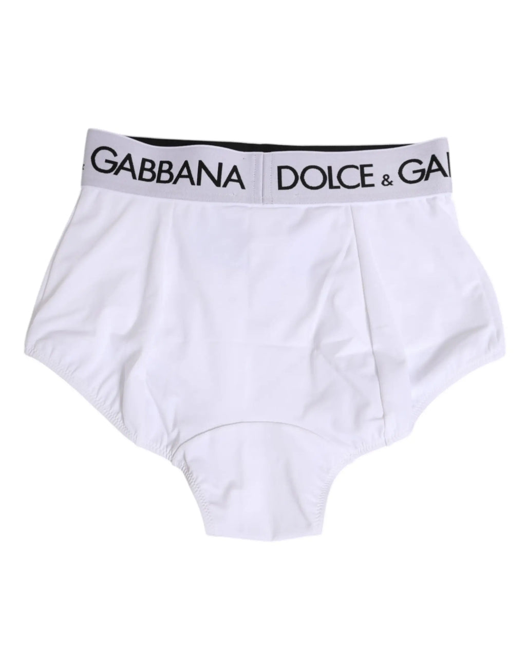 Slip blanc dolce gabbana en nylon avec ceinture élastique noire et blanche logo de la marque