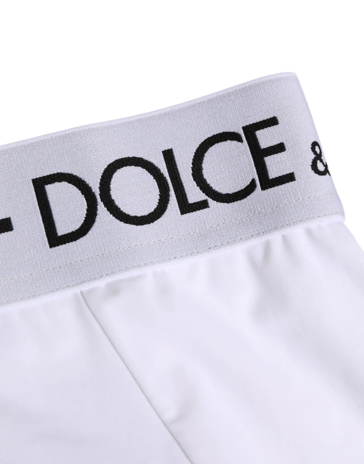 Boxer dolce & gabbana blanc en nylon avec ceinture élastique gris contrastant et logo noir visible