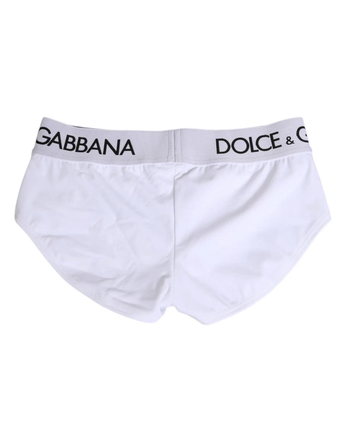 Culotte blanche dolce et gabbana en nylon avec ceinture grise et logo noir dolce et gabbana