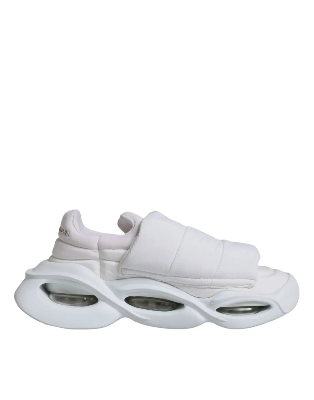 Dolce & gabbana white padded fabric low top sneakers with quilted upper and chunky air-filled soles