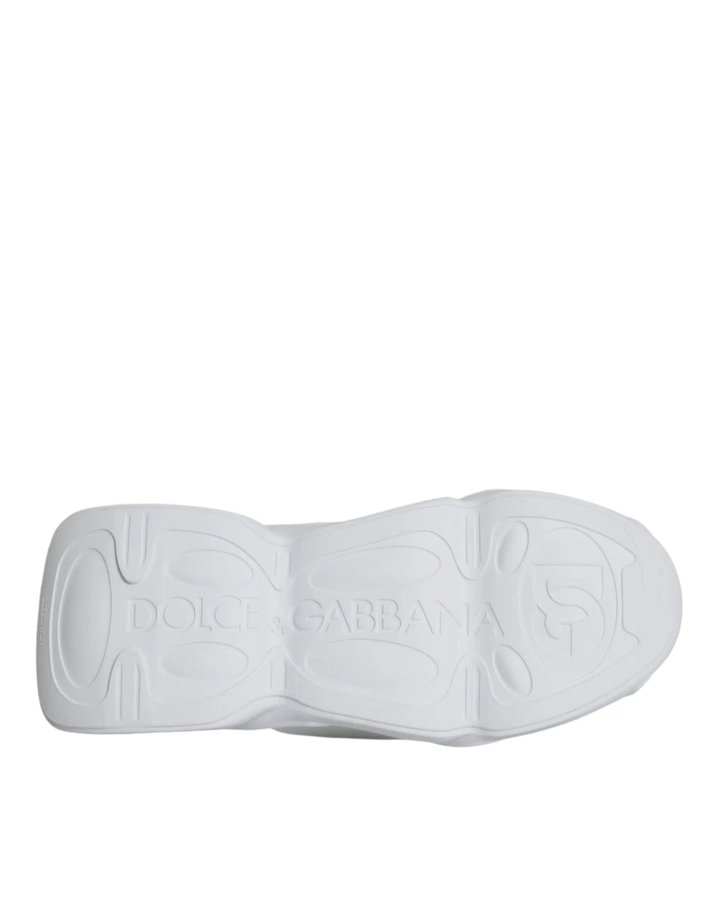Semelle en caoutchouc blanc embossée dolce & gabbana sur baskets basses en tissu matelassé blanc dolce & gabbana