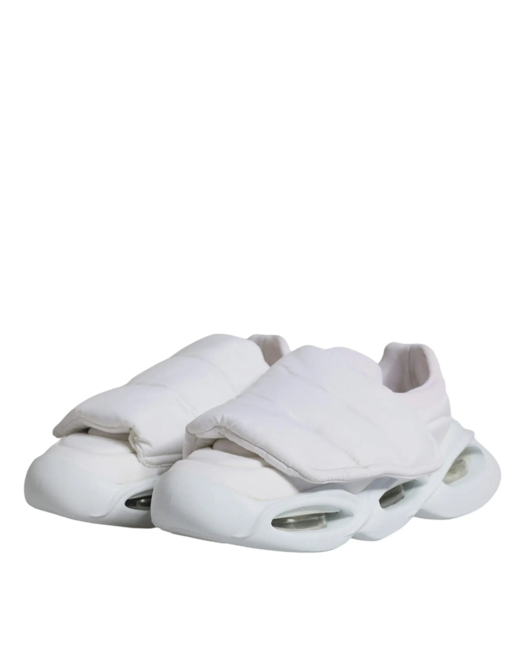 Dolce & gabbana white padded fabric low top sneakers with plush quilted upper and visible air cushioning units