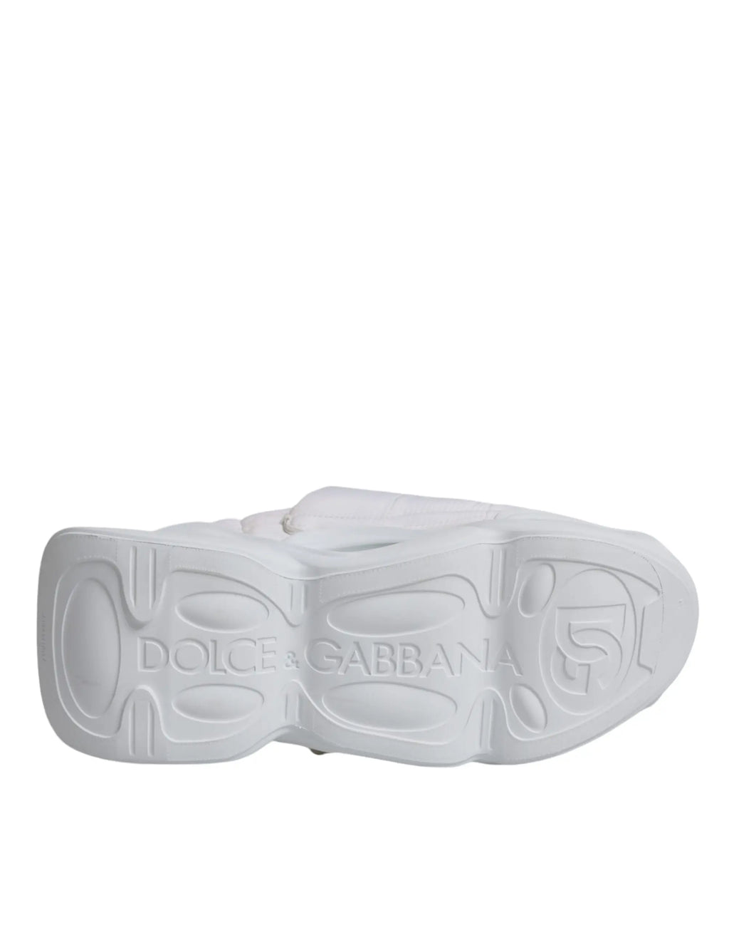 Baskets basses dolce et gabbana blanches en tissu matelassé avec semelle sculptée et logo embossé