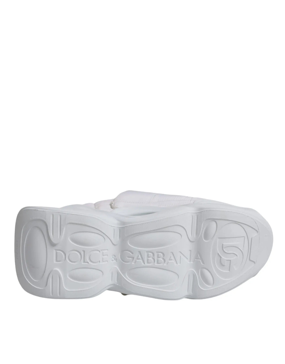 Baskets basses dolce et gabbana blanches en tissu matelassé avec semelle sculptée et logo embossé