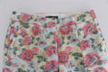 Pantalon dolce gabbana blanc à taille haute en brocart floral rose vert et or sur fond clair
