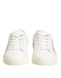 Dolce & gabbana baskets basses en cuir blanc avec panneaux latéraux rose subtil et lacets assortis